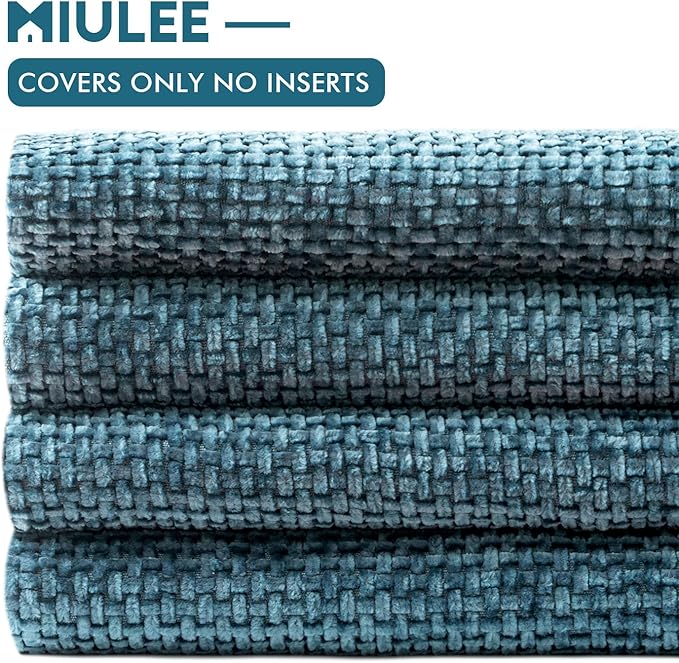 MIULEE Pack of 4 Couch Throw Pillow Covers 20x20 Inch Smoke Blue Soft - Image 6