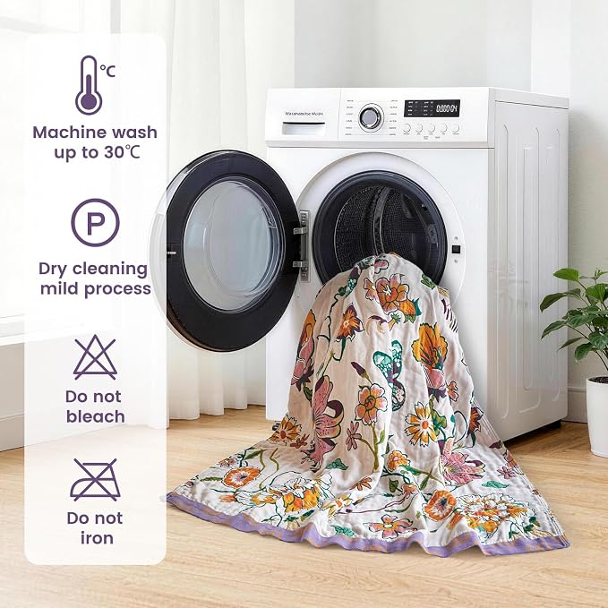 MSGKV Boho Throw Blanket 90"x90" Floral Blanket - Image 7