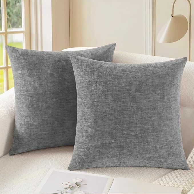 CaliTime Throw Pillow Covers Decorative 20 X 20 Inches Pack of 2 Cozy Chenille by CaliTime