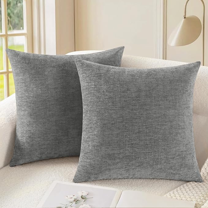 CaliTime Throw Pillow Covers Decorative 16 X 16 Inches Pack of 2 Cozy Chenille by CaliTime