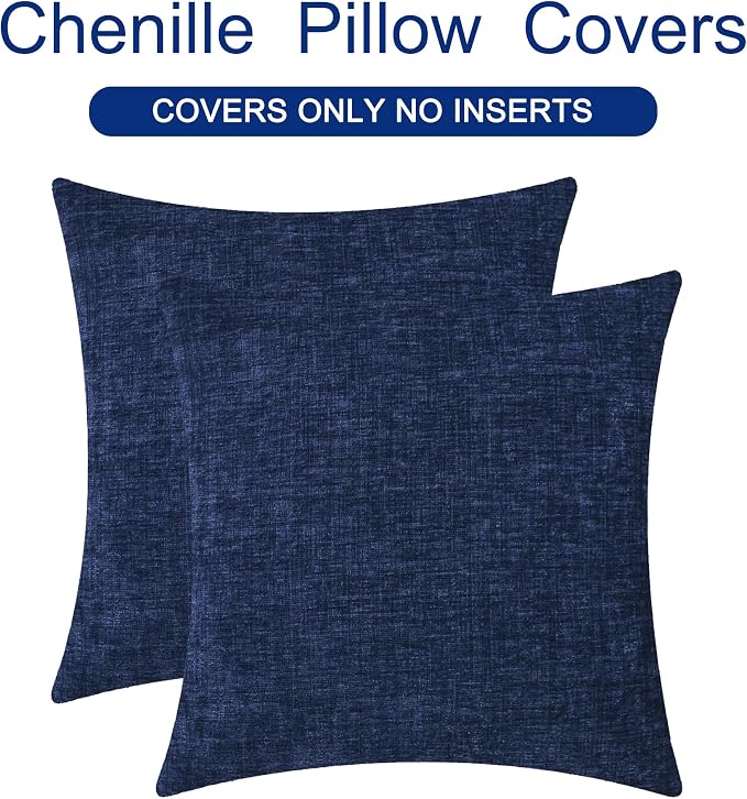 CaliTime Throw Pillow Covers Decorative 18 X 18 Inches Pack of 2 Cozy Chenille - Image 6