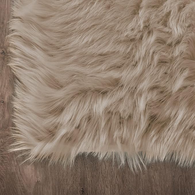 Latepis Living Room Carpet Brown Beige Large Area 6x8 Rug Washable Faux Fur Rug - Image 5