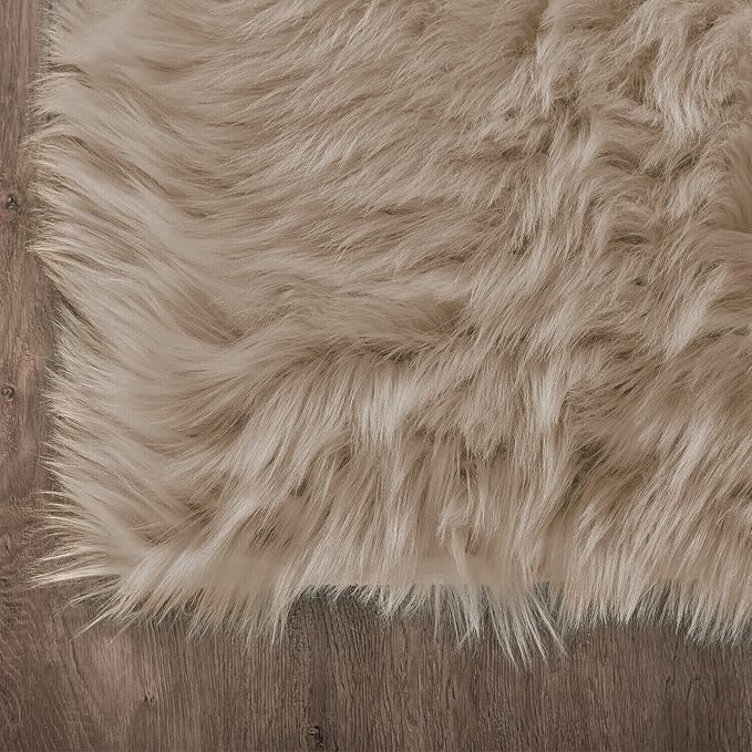 Latepis Shag Area Rugs 4x6 Machine Washable Faux Fur Rug Brown Beige Fluffy - Image 6