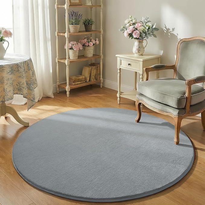 Amearea Grey Round Area Rugs 6ft Washable Circle Rugs - Image 6