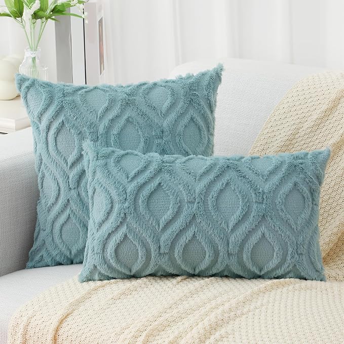decorUhome Summer Throw Pillow Covers 22x22 Inch Set of 2, Soft Plush Faux Wool - Image 7