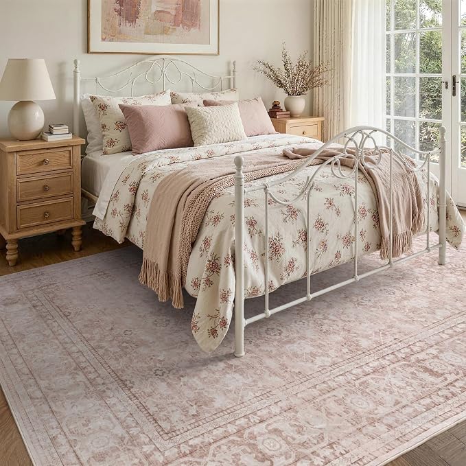 5x7 Ft Area Rugs for Living Room, Soft Non-Slip Machine Washable Rug, Vintage - Image 4