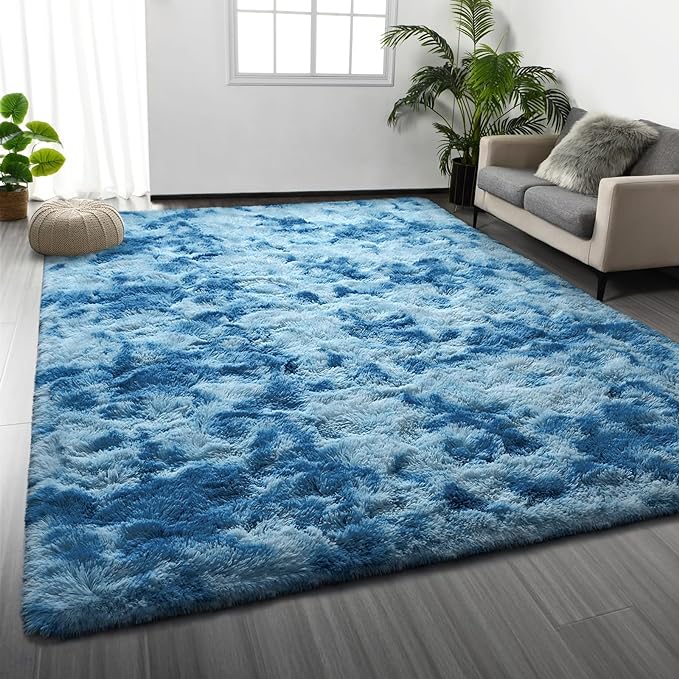 Deerhoo Large Shag Area Rugs 8 x 10, Tie-Dyed Plush Fuzzy Rugs by Deerhoo