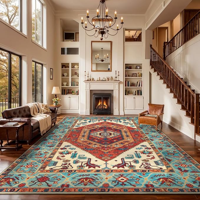 SERISSA Washable Rugs 9x12 Area Rugs, Large Non-Slip Boho Living Room Rug - Image 2