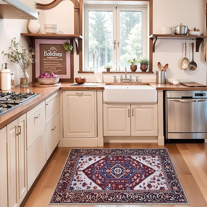 SERISSA Boho Rugs for Entryway, 2x3 Washable Non-Slip Rug Small Area Rug - Image 3