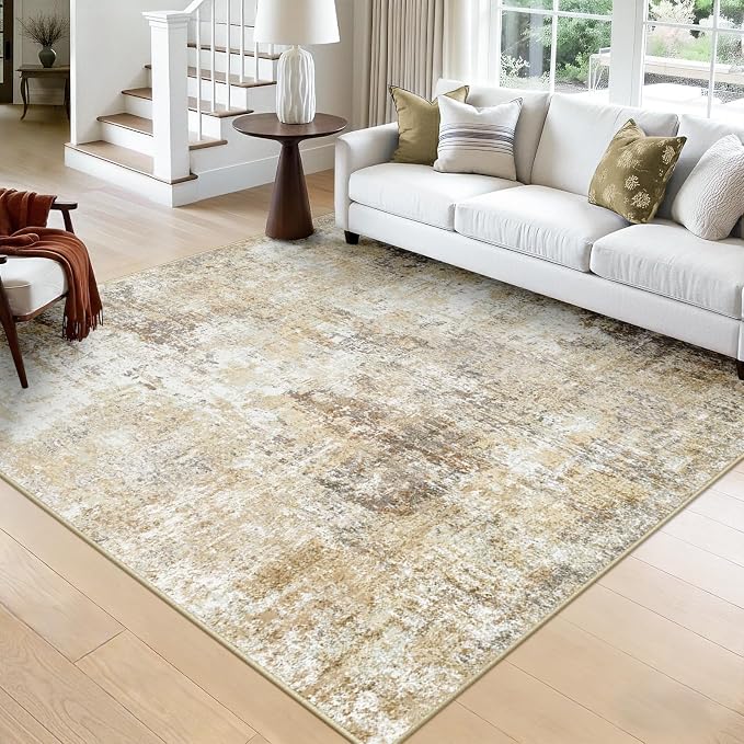 Washable Area Rugs Square 8ft Non-Slip Modern Abstract Soft by RELEANY