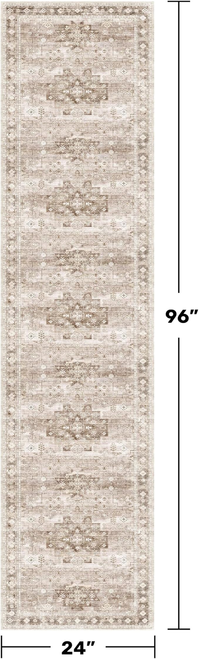 Boho 2x8 Long Runner Rugs for Hallway, Neutral Farmhouse Non Slip Runner for - Image 2