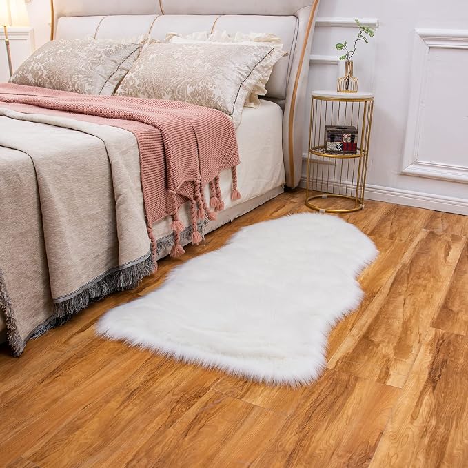 EasyJoy Ultra Soft Fluffy Shaggy Area Rug Faux Fur Rug Chair Cover Seat Pad - Image 3