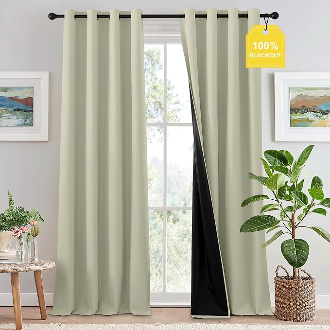 NICETOWN 100% Blackout Curtains 96 inches Long, Grommet Lightweight Easy to by NICETOWN