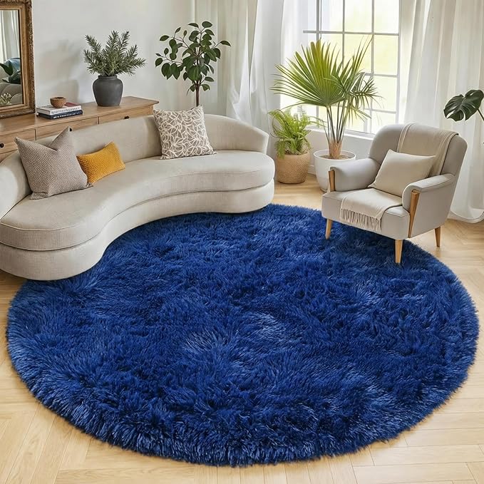 ONASAR Navy Blue Round Rugs 6ft by ONASAR