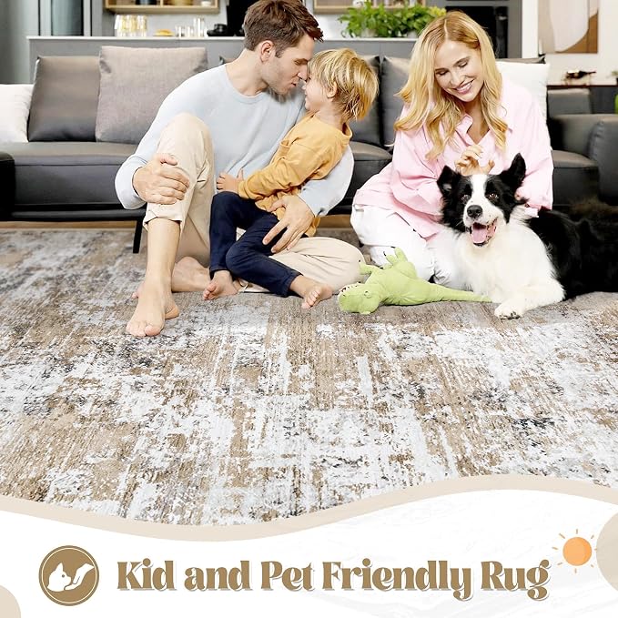 XLUEZ 5x7 Area Rugs for Living Room, Washable Modern Abstract Large Area Rug - Image 6
