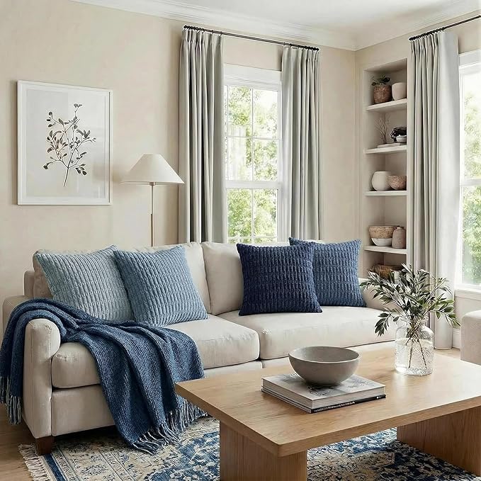 Fancy Homi Set of 4 Blue Decorative Throw Pillow Covers 12x12 Inch - Image 6
