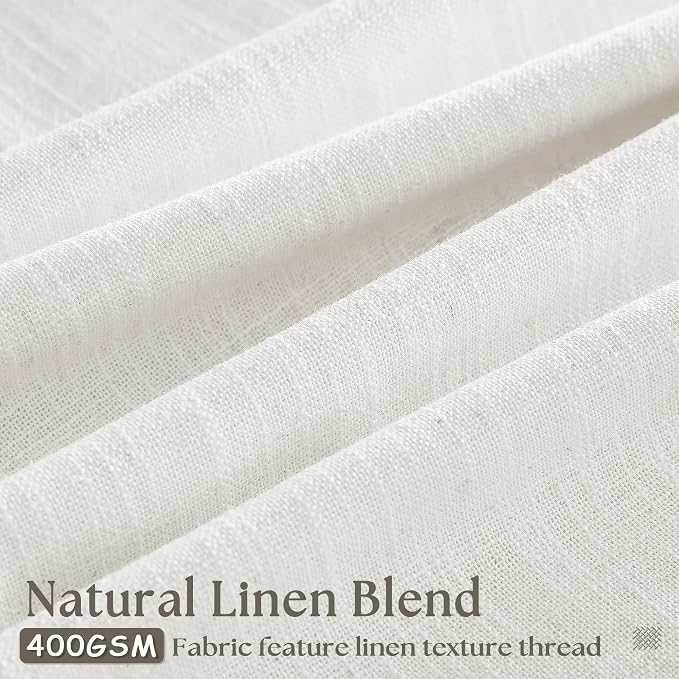 Beige White Pinch Pleated Linen 92 Inch Curtains 60 Inch Width | Linen Blend - Image 2