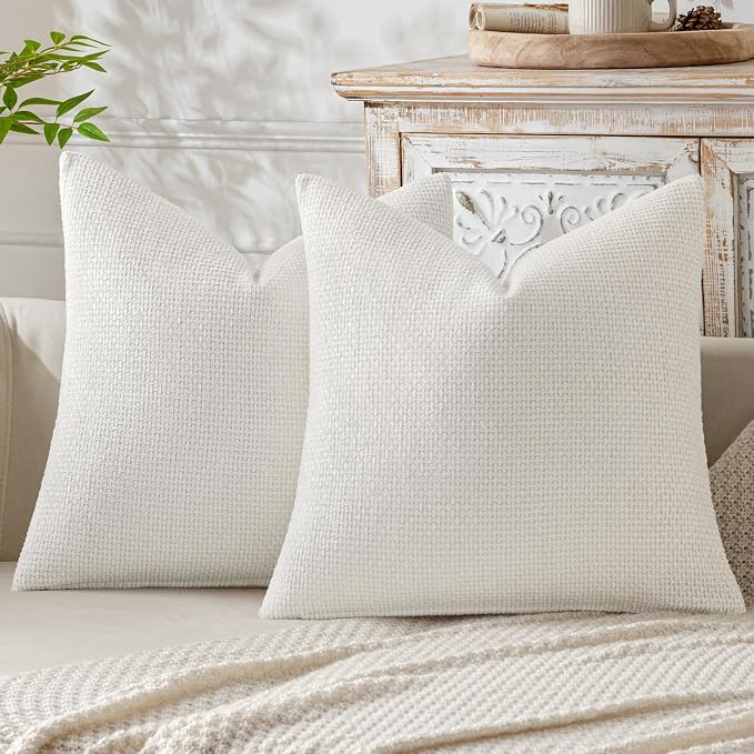 MIULEE Pack of 2 Couch Throw Pillow Covers 20x20 Inch Neutral Pure White Modern by MIULEE