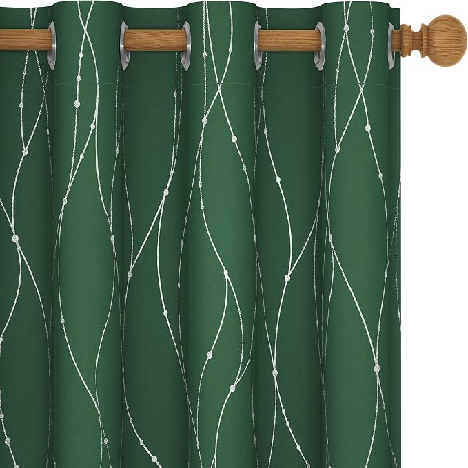 Deconovo Green Curtains, Christmas Blackout Drapes, Thermal Insulated - Image 2