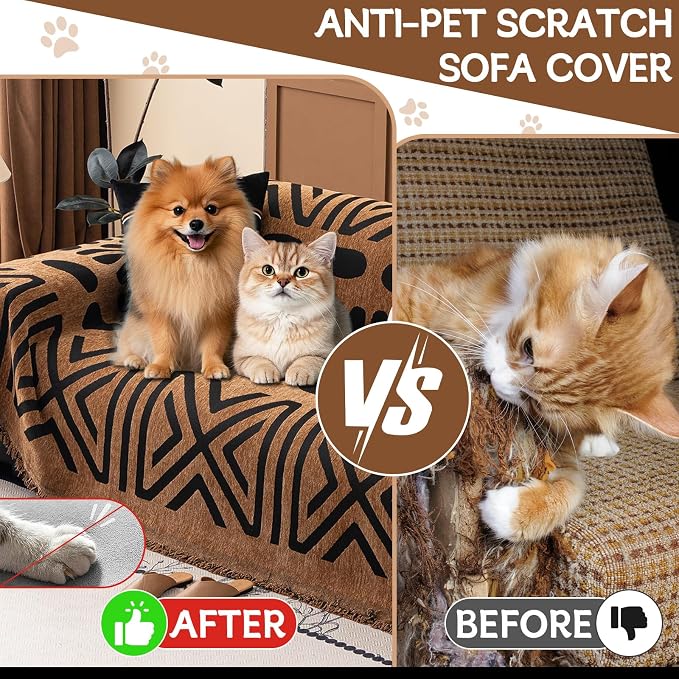 HANDONTIME Boho Couch Cover Geometric Striped Pet Covers - Image 3