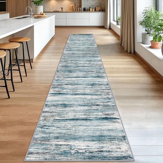 KOZYFLY Modern Abstract Hallway Runner Rug, 2.6x16 Washable Rug Runner Non-Slip - Image 3