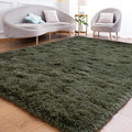 Goideal Fluffy Rug for Bedroom Living Room, 4x6 Olive Green Area Rugs, Faux Fur by Goideal