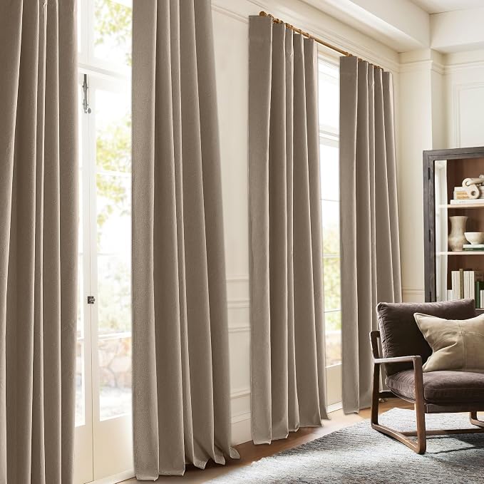 RYB HOME 100% Blackout Flax Linen Curtains, UV Protection Drapes - Image 2