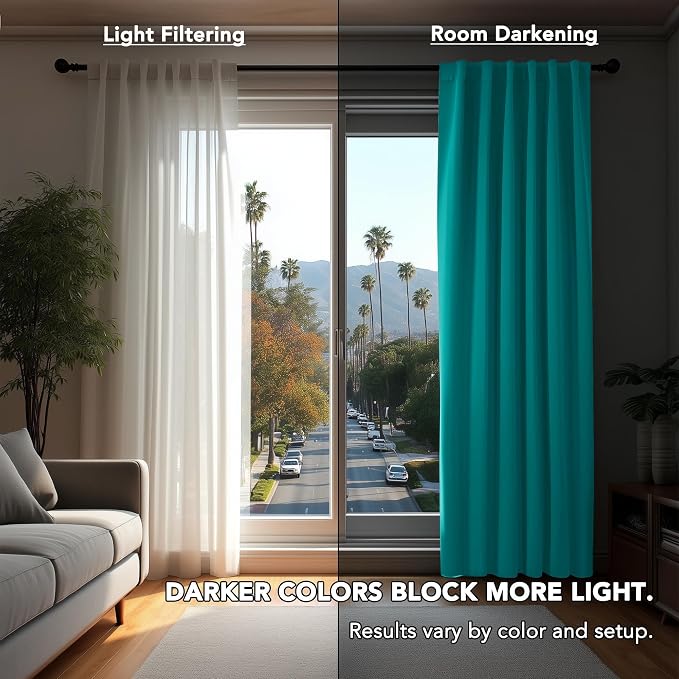 Deconovo Blackout Curtains, Thermal Insulated, W42 x L95 2 Panels, Back Tab - Image 3