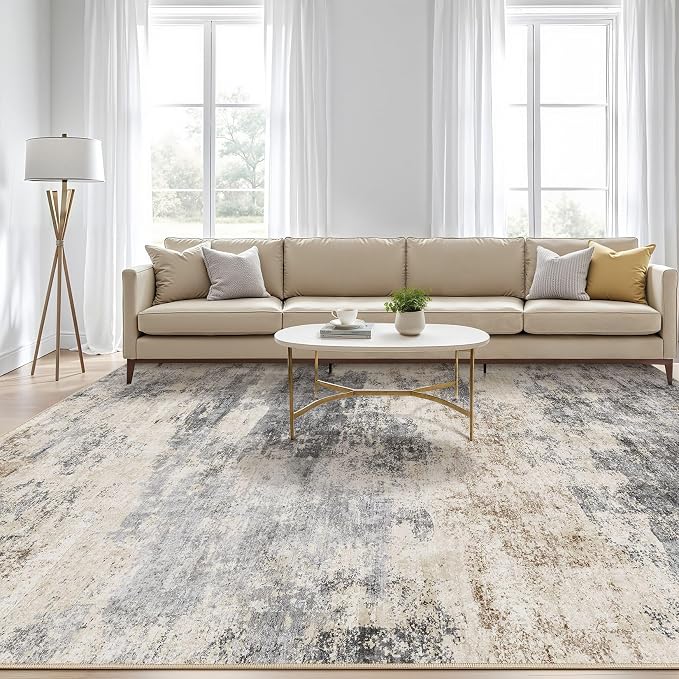 LOONGRUG 12x18 Area Rug Washable Large Neutral Modern Living Room Rugs | - Image 5