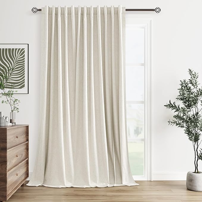 Guken Cream 100% Blackout Curtains 100 Inch Wide by 120 Inch by Guken