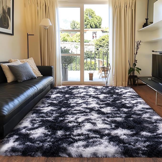 Black and White Rug for Bedroom, 4x6 Area Rug for Kids Room, Bedside Indoor - Image 2