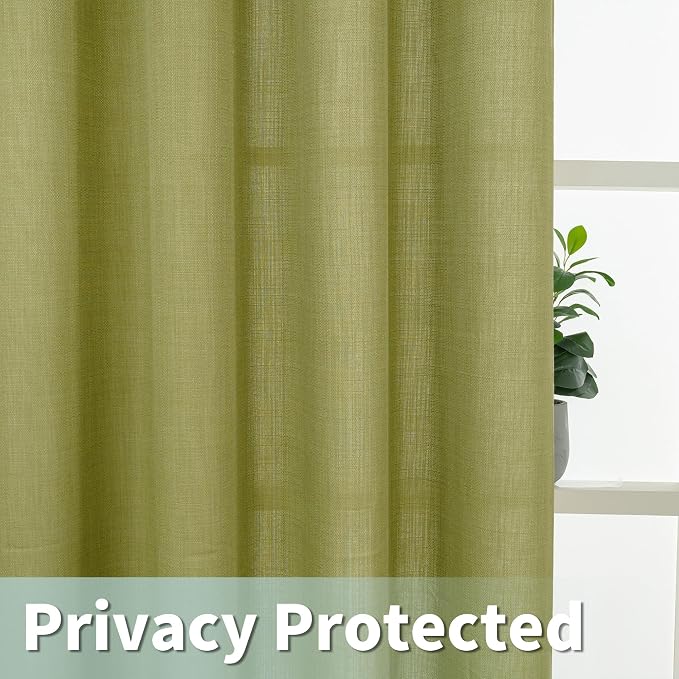 LAMIT Moss Green Linen Curtains 90 Inch Long - Image 4