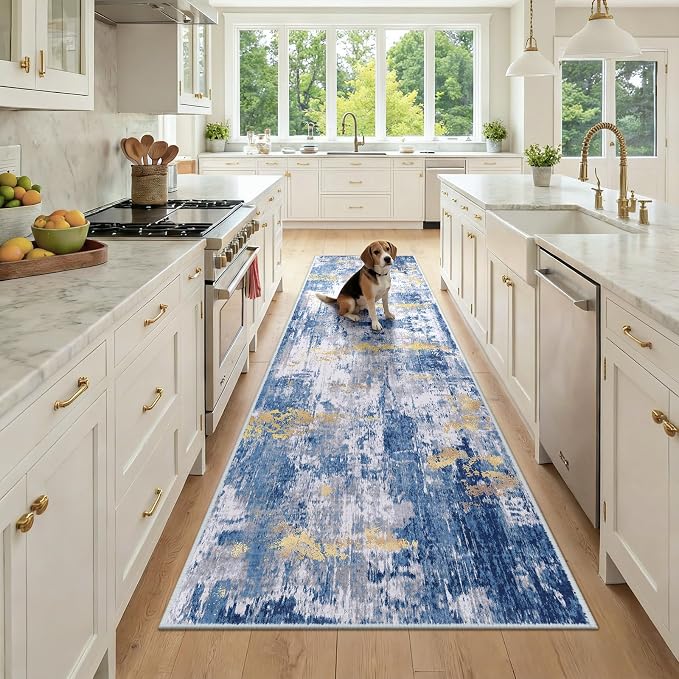 Washable Area Rugs 3x9 Non-Slip Modern Abstract Soft by RELEANY