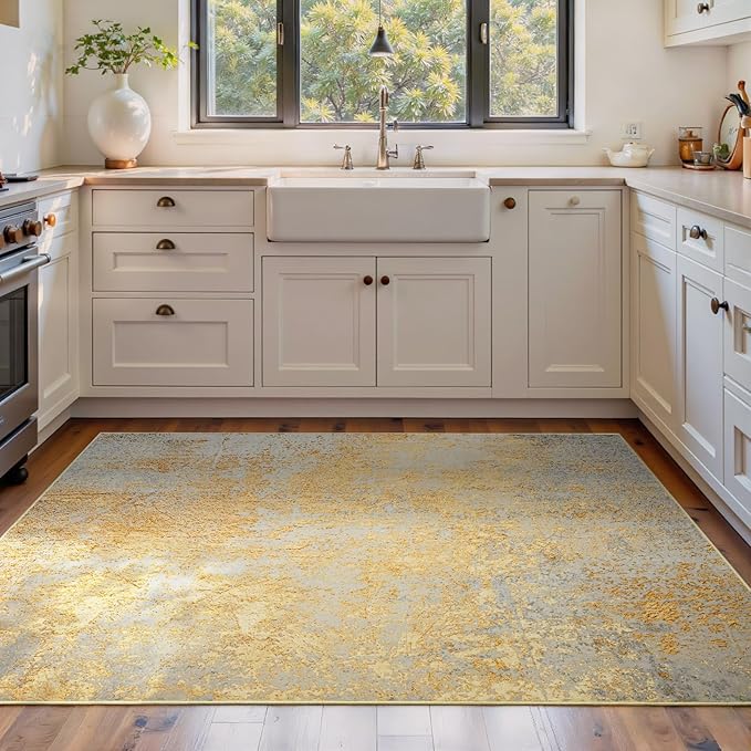 Area Rug 4x6 Rug Washable Boho Rugs Non Slip Low Pile Abstract Small Carpet by OmpaaHomeDecor