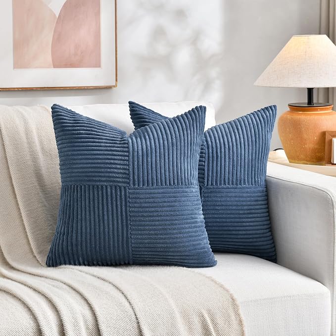 Fancy Homi 2 Packs Dusty Blue Decorative Throw Pillow Covers 16x16 Inch - Image 6