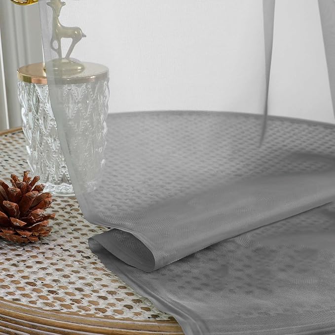 OWENIE Grey Sheer Curtains 72 Inches Long 2 Panels Set, Transparent Voile Sheer - Image 7