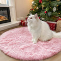 OLANLY Pink Round Rugs for Bedroom by OLANLY