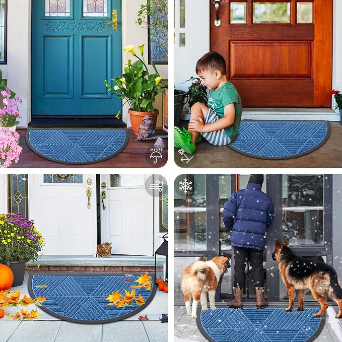 Smiry Half Circle Front Door Mat Outside Entrance, Heavy Duty Sturdy Natural - Image 7