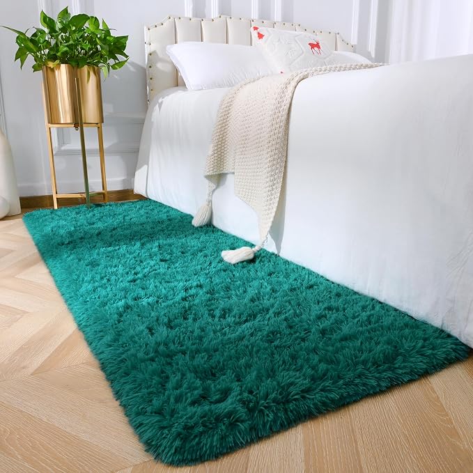 Amearea Shag Blue and Green Runner Rug by AmeareaDirect