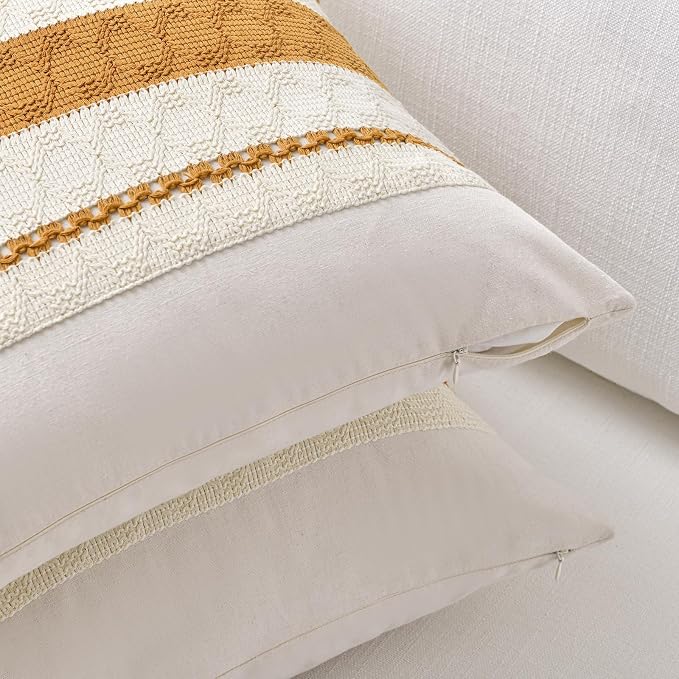 Fancy Homi Set of 1 Mustard Yellow Fall Decorative Throw Pillow Cover 20x20 Inch - Image 3