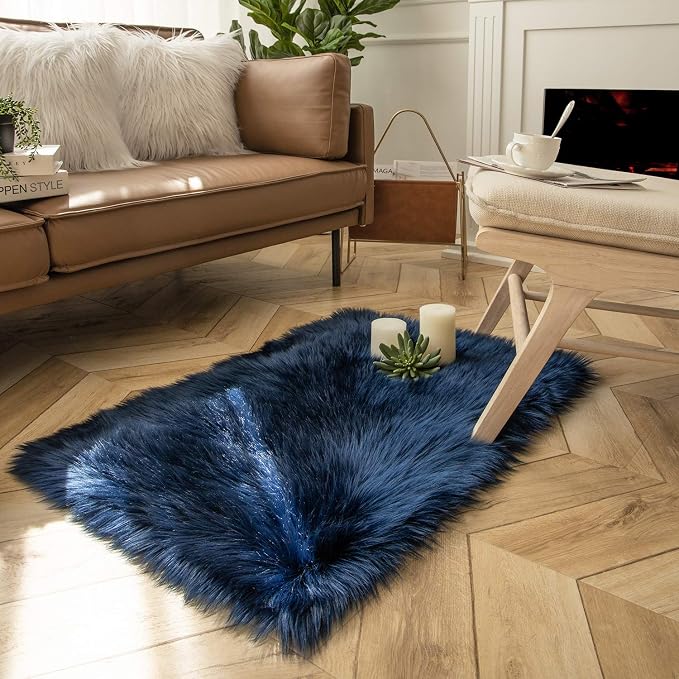 Ashler Faux Fur Rectangular Rug, Fluffy Shaggy 2 x 2.9 ft, Ultra Soft, Machine - Image 4