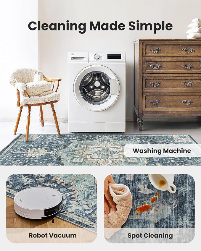 AMADA HOMEFURNISHING 2x4 Washable Area Rug, Low-Profile Entryway Rug - Image 5