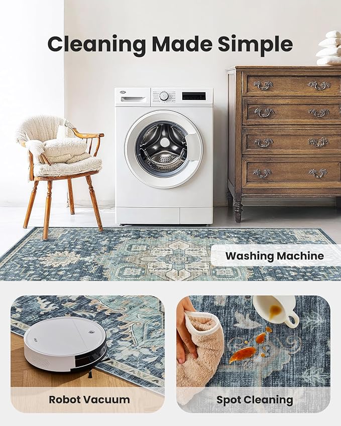 AMADA HOMEFURNISHING 2x3 Washable Area Rug, Low-Profile Entryway Rug - Image 5
