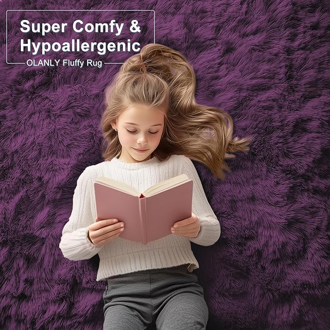 OLANLY Area Rugs for Living Room Bedroom, Machine Washable 4x5.9 ft Soft Fluffy - Image 5
