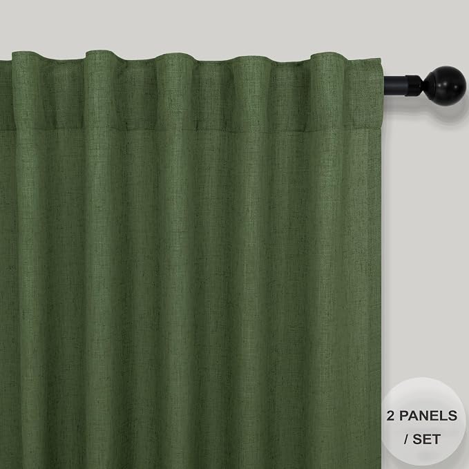 Pitalk Olive Green Curtains 96 Inches 8 FT Long - Image 2
