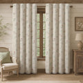 Boho Floral 100% Blackout Curtains 90 Inch Length 2 Panels Set, Linen Texture by Unknown