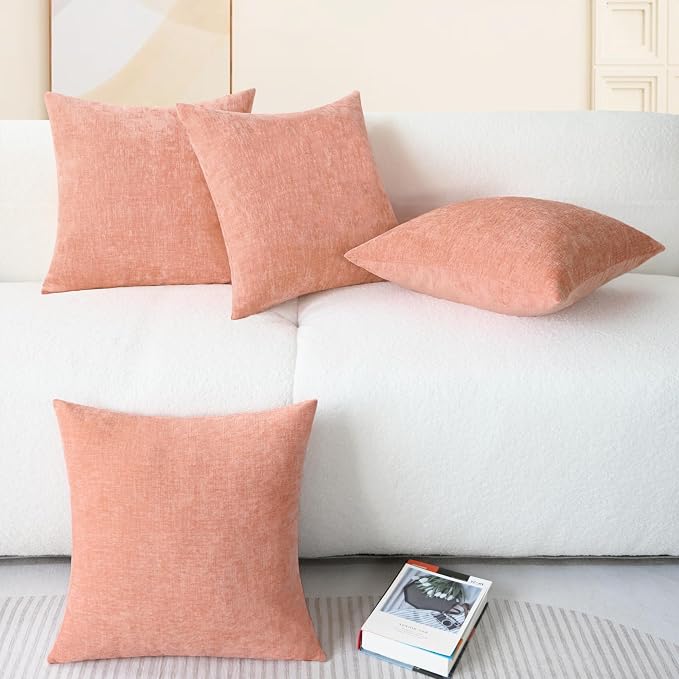 CaliTime Throw Pillow Covers Decorative 18 X 18 Inches Pack of 4 Cozy Chenille - Image 6