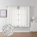 Lecloud Leia Jacquard Textured Ivory Semi Sheer Curtain 45 Inch Length by Lecloud