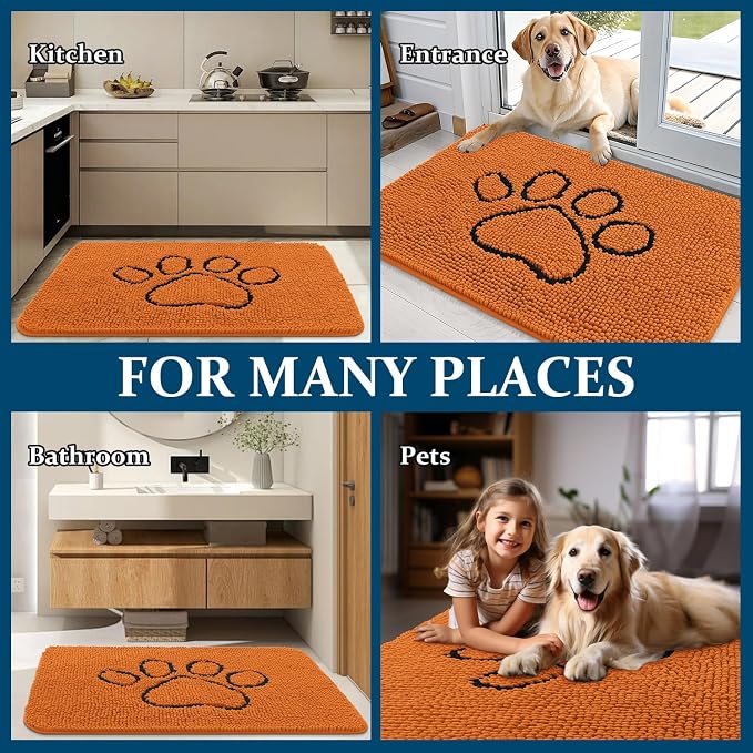 OLANLY Dog Door Mat for Muddy Paws 30x20, Paw Print Design, Absorbs Moisture - Image 8