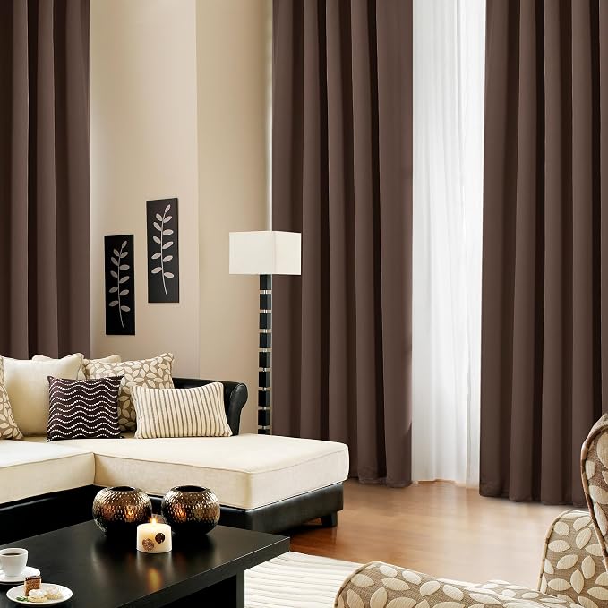 Deconovo Blackout Curtains, Thermal Insulated, W42 x L72 2 Panels, Back Tab - Image 4